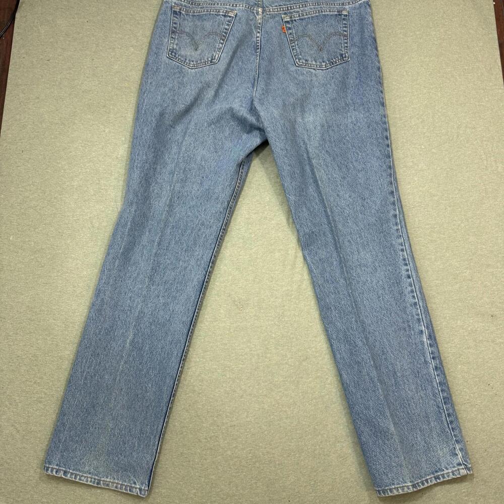 Vintage Levis 506 Jeans Mens 42x34 Blue 90s Orange Tab Faded Washed Out Straight - Picture 5 of 9
